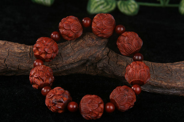 Leaflet rosewood lotus carving bracelet 2.0CM